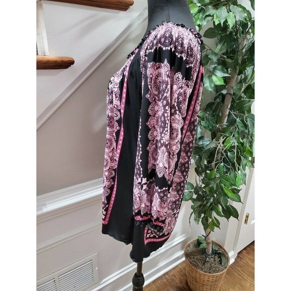 Madison Women's Multicolor Polyester Scoop Neck Long Sleeve Casual Shirt Size L - Picture 6 of 10